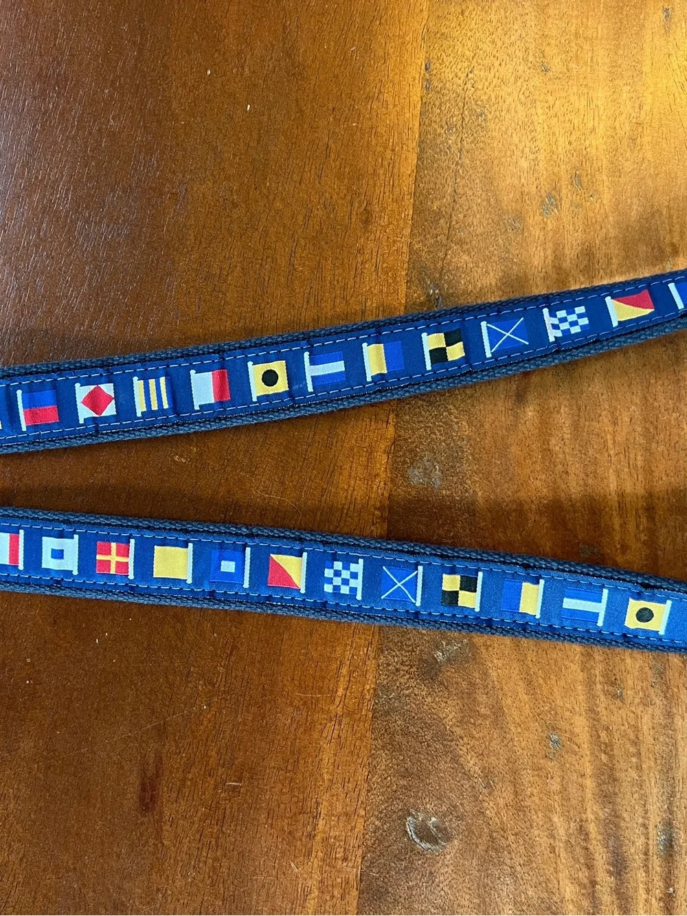 West Marine Men's Adjustable Nautical Belt Size 46 Blue/Brown Brass Buckle